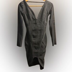 WOW couture Black Long-Sleeve V-Neck Bodycon Dress